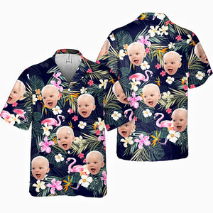 Chemise hawaïenne personnalisée avec photo « Brise d'été » - Chemises personnalisées pour la famille, chemises hawaïennes pour homme, chemise de plage, chemise Aloha pour homme - Cadeau pour les vacances d'été, cadeau pour les membres de la famille