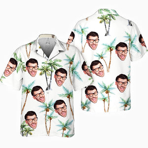 T-shirt hawaïen tropical unisexe personnalisé avec photo « Seek To Sea More » - Cadeau de vacances d'été, cadeau pour mari et femme