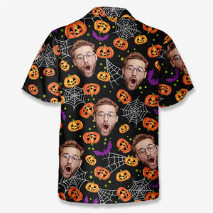 Photo personnalisée « Je crie, tu cries, nous crions tous » - T-shirt hawaïen tropical unisexe personnalisé pour la famille - Cadeau d'Halloween pour les membres de la famille, les propriétaires d'animaux et les amoureux des animaux