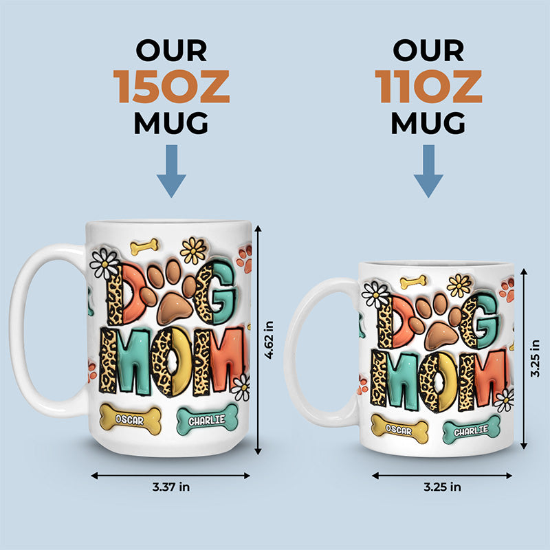 Yappy Holidays Cat Mom Dog Mom - Mug personnalisé avec effet gonflable 3D pour chien et chat - Cadeau de Noël pour les propriétaires et les amoureux des animaux