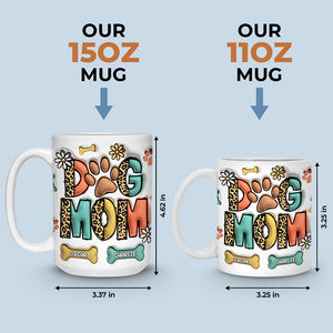 Yappy Holidays Cat Mom Dog Mom - Mug personnalisé avec effet gonflable 3D pour chien et chat - Cadeau de Noël pour les propriétaires et les amoureux des animaux