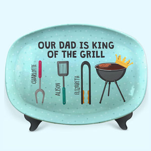 Papa est le roi du barbecue - Plateau personnalisé pour la famille - Cadeau pour la fête des pères et l'anniversaire de papa