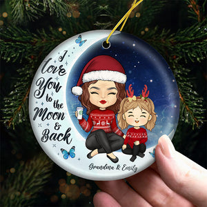 Je t'aime toujours pour toujours - Ornement personnalisé pour la famille - Forme ronde en céramique - Cadeau de Noël pour les membres de la famille