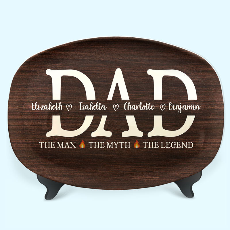 Papa l'homme le grill la légende - Plateau personnalisé familial - Cadeau de fête des pères, d'anniversaire pour papa