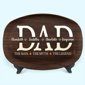 Papa l'homme le grill la légende - Plateau personnalisé familial - Cadeau de fête des pères, d'anniversaire pour papa