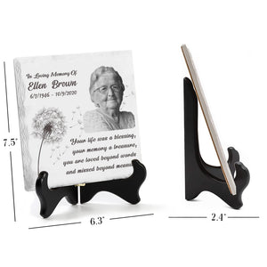 Custom Photo You're Life Was A Blessing - Memorial Personalized Custom Square Shaped Ceramic Plaque With Stand - Sympathy Gift, Gift For Family Members