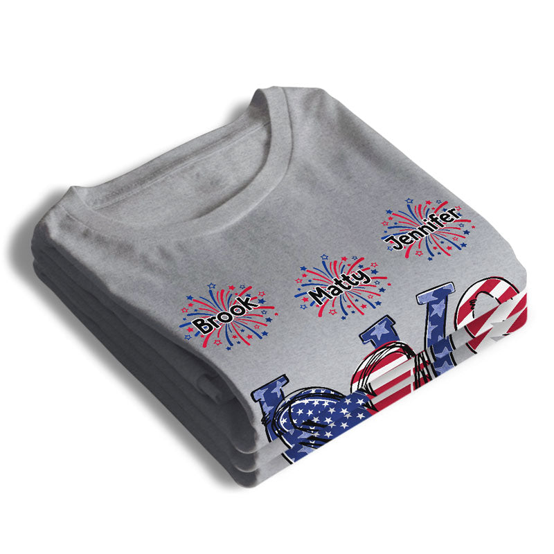 T-shirt unisexe personnalisé « Love Grandma Life » – Cadeau du 4 juillet