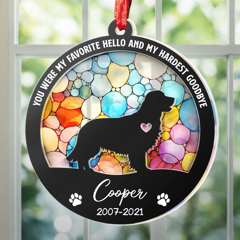 Tu nous manqueras pour le reste de notre vie - Ornement attrape-soleil personnalisé commémoratif - Forme ronde en acrylique - Cadeau de condoléances pour les propriétaires d'animaux de compagnie, les amoureux des animaux
