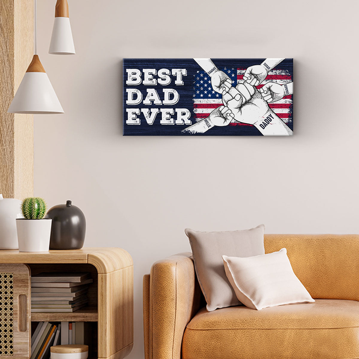 Best Dad Ever - Family Personalized Custom Rectangle Shaped Home Decor Wood Sign - Father's Day, House Warming Gift For Dad