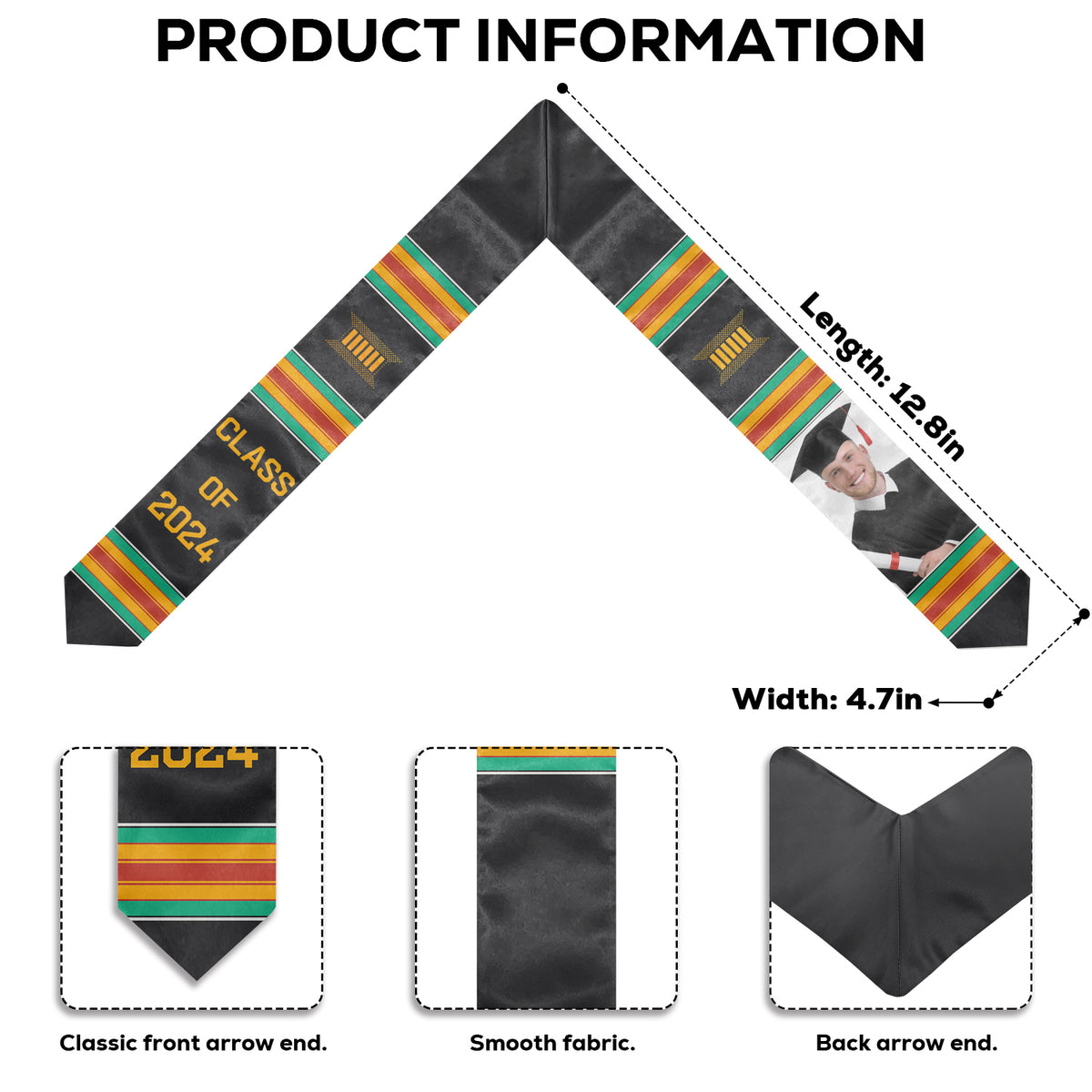 Cérémonie de remise des diplômes 2024 - Étole de remise des diplômes personnalisée - Télécharger une image, cadeau de remise des diplômes