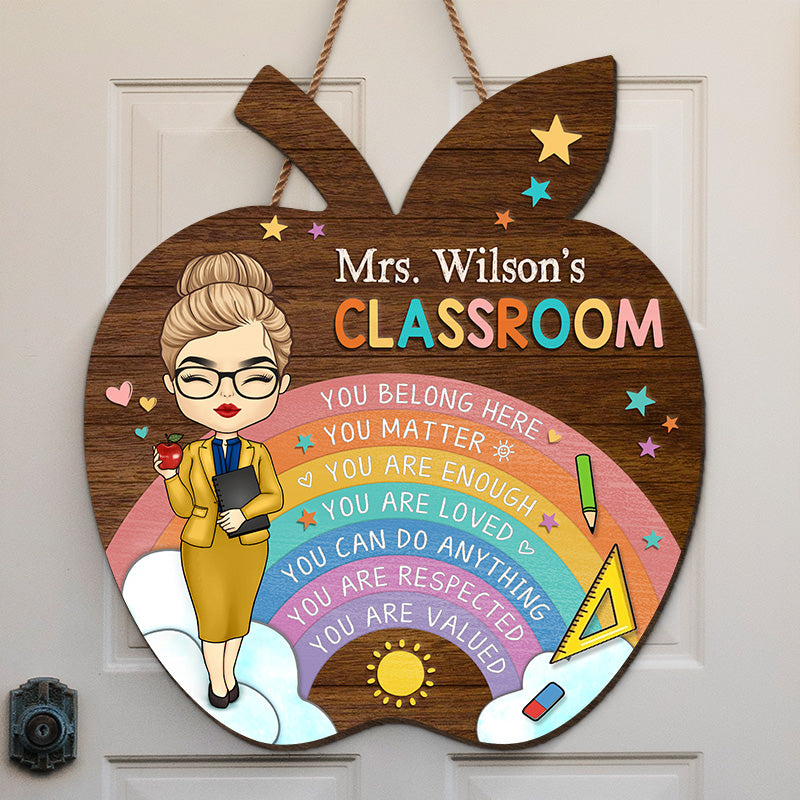 Vous appartenez à cet endroit - Panneau en bois personnalisé pour décoration d'intérieur - Cadeau de pendaison de crémaillère pour enseignant, retour à l'école