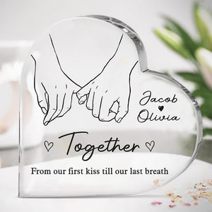 Je t'ai aimé, puis je t'aime toujours - Plaque acrylique personnalisée en forme de cœur pour couple - Cadeau pour mari et femme, anniversaire