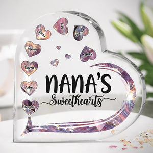 Les amours de grand-mère - Plaque acrylique personnalisée en forme de cœur pour la famille - Cadeau d'anniversaire pour grand-mère