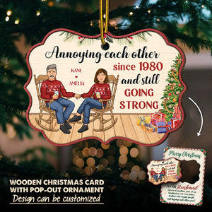 Voici une autre année de nous - Carte en bois personnalisée pour couple avec ornement pop-up - Cadeau de Noël pour mari et femme, anniversaire