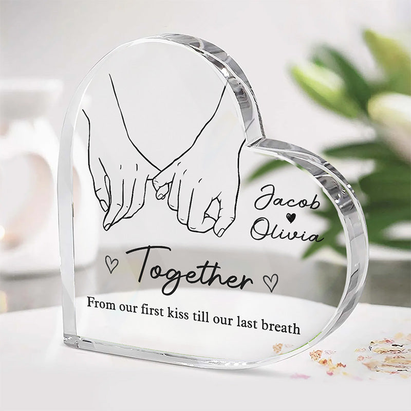 Je t'ai aimé, puis je t'aime toujours - Plaque acrylique personnalisée en forme de cœur pour couple - Cadeau pour mari et femme, anniversaire