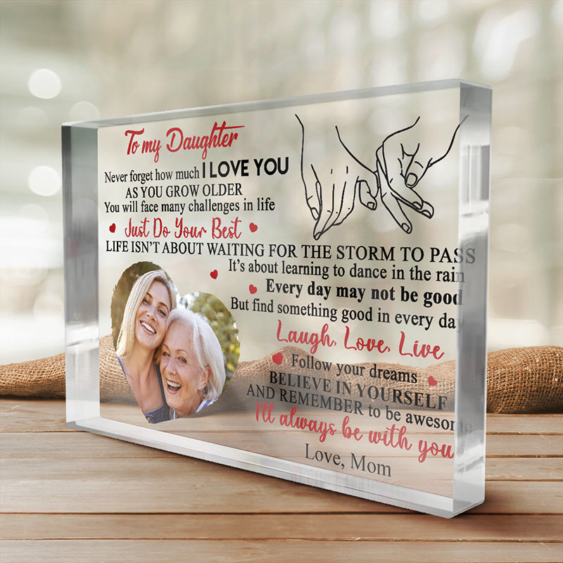 Photo personnalisée « La plus belle maman » - Plaque rectangulaire en acrylique personnalisée pour la famille - Cadeau d'anniversaire pour maman
