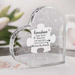 Grand-mère, on t'aime à la folie - Plaque acrylique personnalisée en forme de cœur pour la famille - Cadeau d'anniversaire pour grand-mère