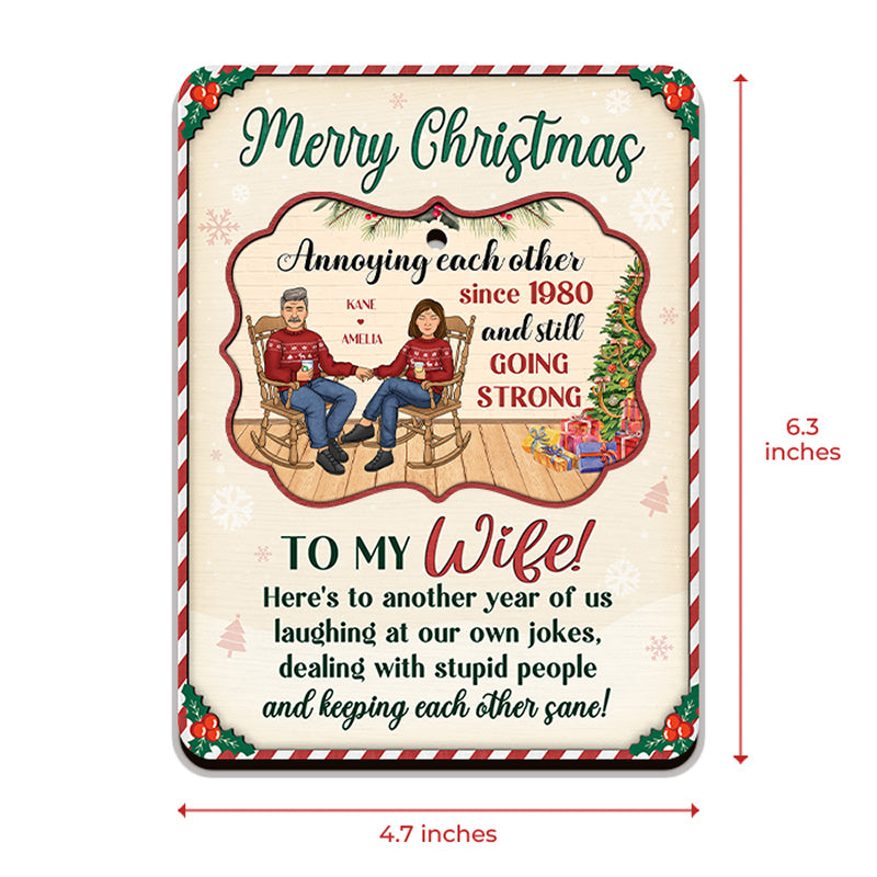 Voici une autre année de nous - Carte en bois personnalisée pour couple avec ornement pop-up - Cadeau de Noël pour mari et femme, anniversaire