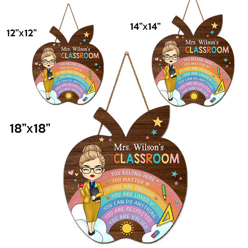 Vous appartenez à cet endroit - Panneau en bois personnalisé pour décoration d'intérieur - Cadeau de pendaison de crémaillère pour enseignant, retour à l'école