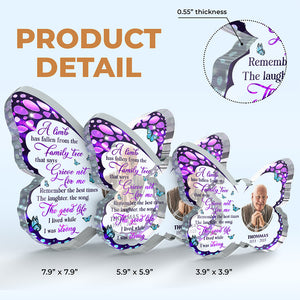 Photo personnalisée « Rappelez-vous les meilleurs moments » - Plaque commémorative personnalisée en acrylique en forme de papillon - Cadeau de condoléances, cadeau pour les membres de la famille