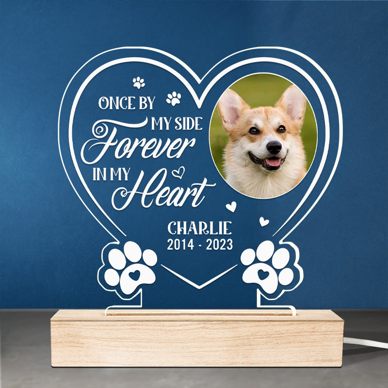 Photo personnalisée « Vos ailes étaient prêtes, mais nos cœurs ne l'étaient pas » – Lumière LED 3D personnalisée en forme de cœur – Cadeau de condoléances, cadeau pour propriétaires d'animaux, amoureux des animaux