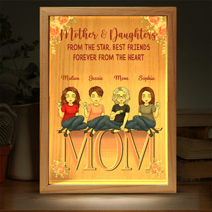 Mère et fille, meilleures amies pour toujours, du fond du cœur - Cadre lumineux personnalisé pour la famille - Cadeau d'anniversaire pour maman