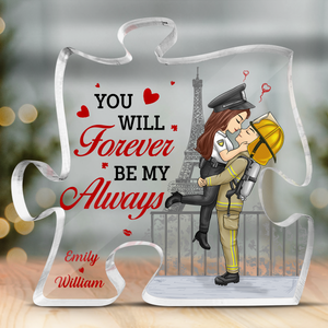 Je t'aime pour toujours et à jamais - Plaque acrylique personnalisée en forme de puzzle pour couple - Cadeau pour mari et femme, anniversaire