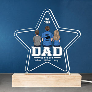 Meilleur papa de tous les temps - Lampe LED 3D personnalisée en forme d'étoile à cinq branches - Cadeau d'anniversaire et de fête des pères pour papa