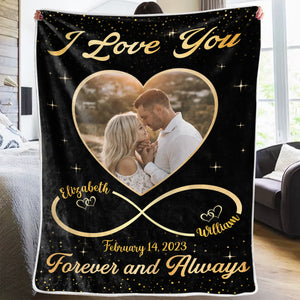 Custom Photo I Love You Forever And Always - Couple Personalized Custom Blanket - Gift For Husband Wife, Anniversary