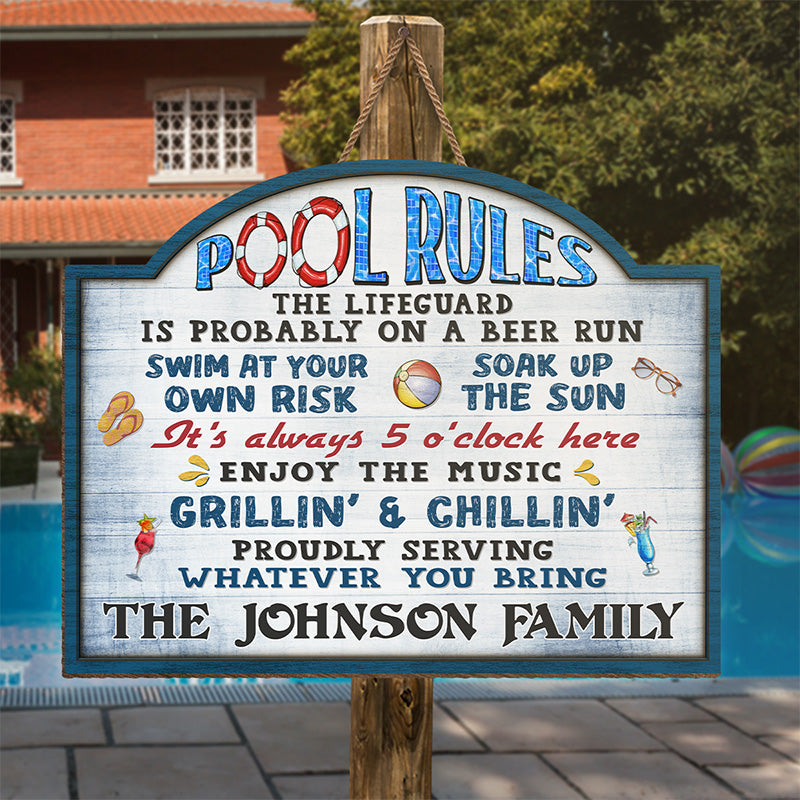 Swim At Your Own Risk Soak Up The Sun - Couple Personalized Custom Shaped Home Decor Wood Sign - House Warming Gift For Husband Wife, Annivesary