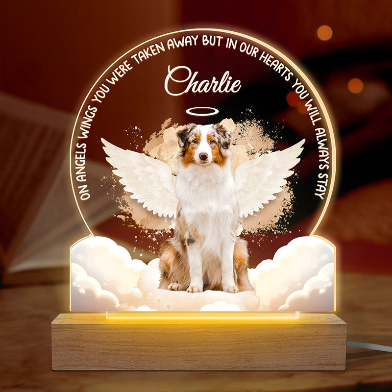 Photo personnalisée « Pour toujours dans mon cœur » – Lampe LED 3D personnalisée en forme de mémorial – Cadeau de condoléances pour les propriétaires et les amoureux des animaux