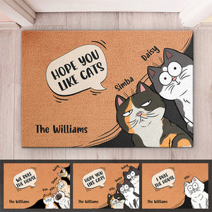 J'espère que vous aimez les chats, nous régnons sur la maison - Tapis décoratif personnalisé pour chat - Cadeau pour les propriétaires d'animaux et les amoureux des animaux