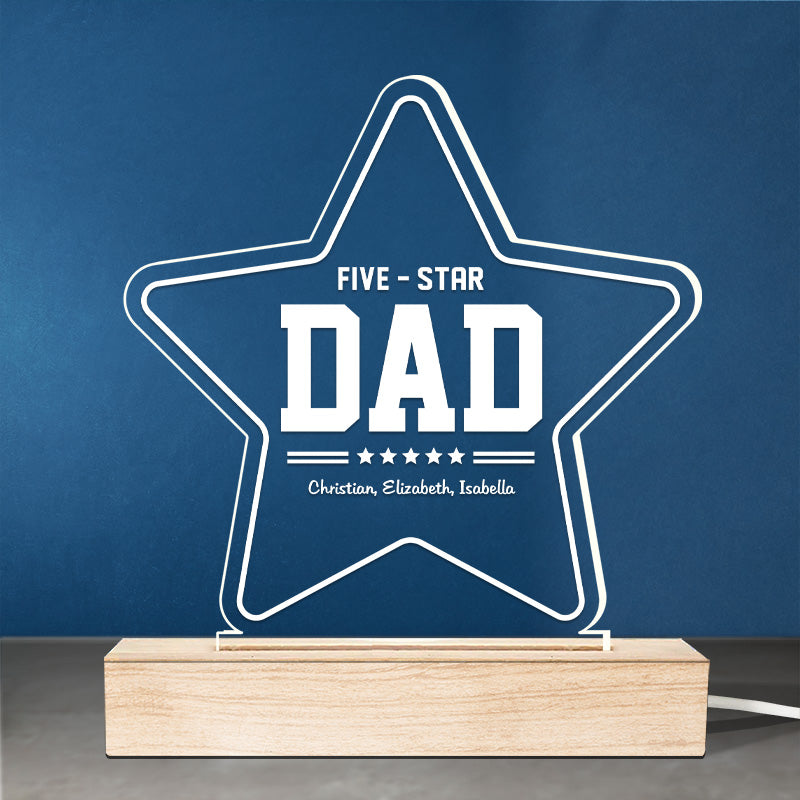 Our Five-Star Papa - Family Personalized Custom 3D LED Light - Father's Day, Birthday Gift For Dad