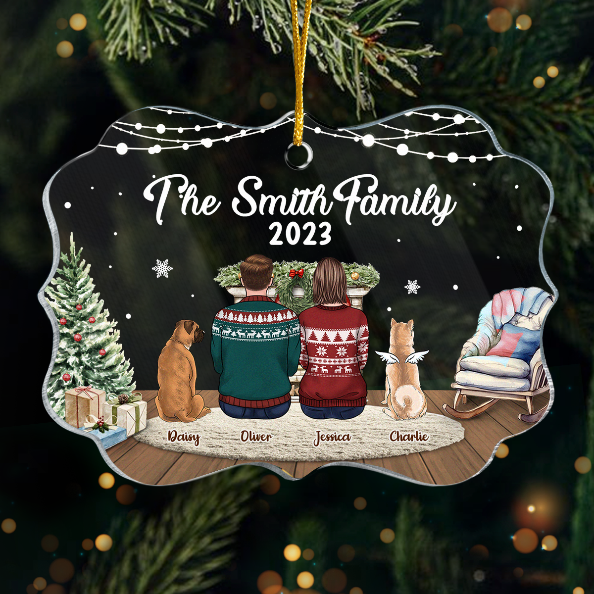 Our Christmas Is Finally Here - Memorial Personalized Custom Ornament - Acrylic Benelux Shaped - Christmas Gift, Sympathy Gift For Pet Owners, Pet Lovers