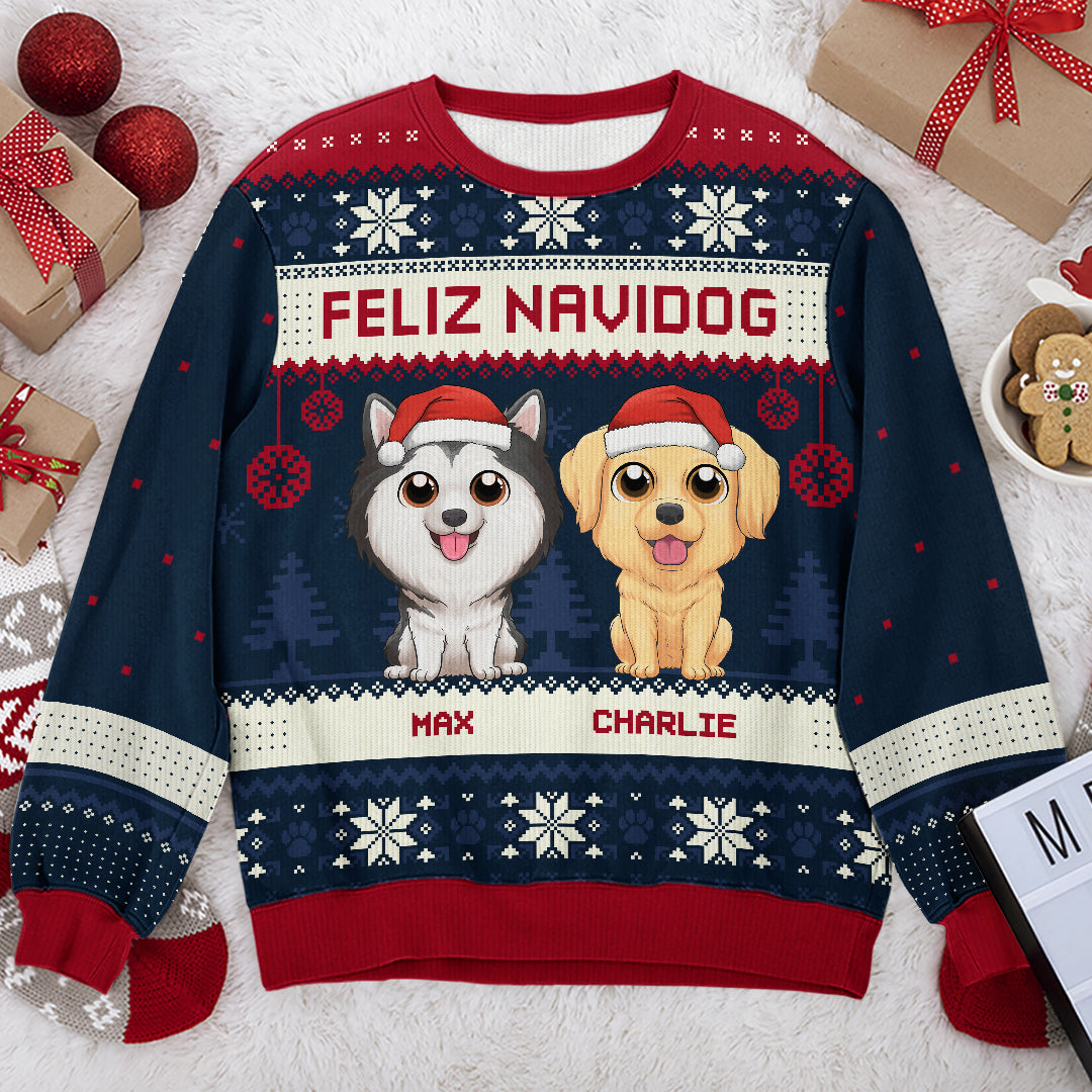 Tout ce que je veux pour Noël - Sweat-shirt personnalisé pour chien - Pull en laine unisexe - Cadeau de Noël pour les propriétaires et les amoureux des animaux
