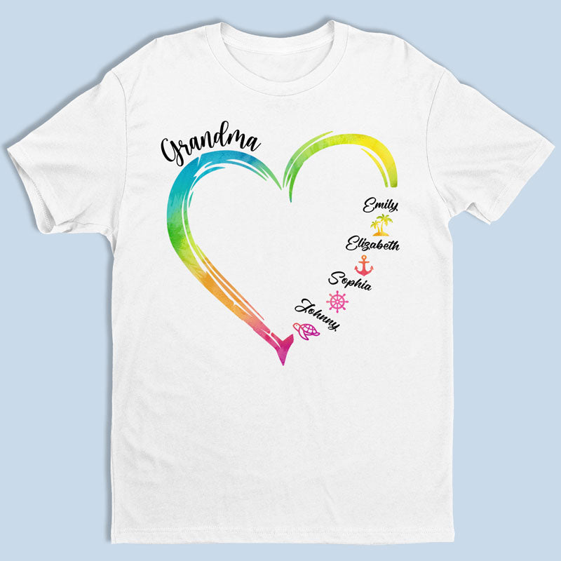 T-shirt, sweat à capuche et sweat-shirt unisexe personnalisé « Pour toujours dans le cœur de grand-mère » – Cadeau d'anniversaire pour maman et grand-mère