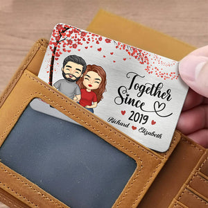 Nous sommes ensemble depuis - Carte portefeuille personnalisée en aluminium pour couple - Cadeau pour mari et femme, anniversaire