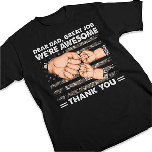 Cher papa, super boulot, on est géniaux - T-shirt patriotique unisexe personnalisé pour la famille, sweat à capuche, sweat-shirt - Fête des pères, Jour de l'Indépendance, 4 juillet, cadeau d'anniversaire pour papa