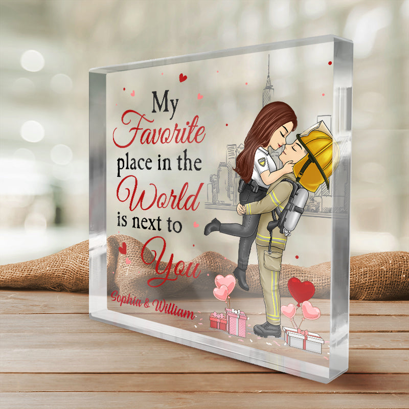 Plaque acrylique carrée personnalisée « À côté de vous » pour couple – Cadeau pour mari et femme, anniversaire