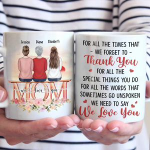Pour toutes les choses spéciales que vous faites - Tasse personnalisée familiale - Cadeau pour maman, grand-mère