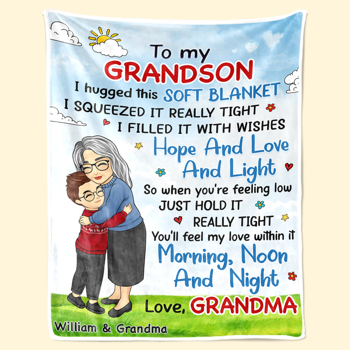 Mon petit-enfant me fait fondre le cœur - Couverture familiale personnalisée - Cadeau de Noël de grand-mère