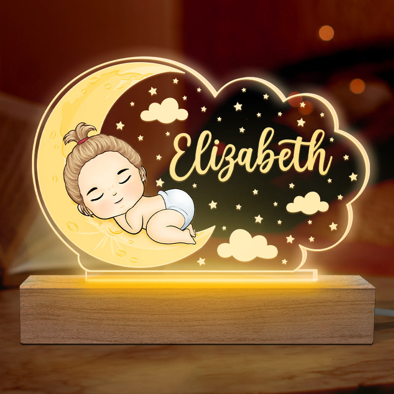 Dors bien bébé - Lampe LED 3D personnalisée en forme de cœur pour la famille - Cadeau pour la fête des mères, la baby shower ou la première maman
