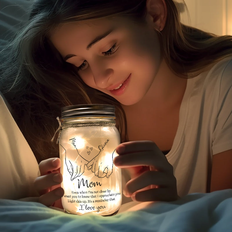 C'est un rappel que je t'aime - Lampe de pot Mason personnalisée pour la famille - Cadeau pour maman, grand-mère