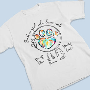 Juste une fille qui aime les animaux - T-shirt, sweat à capuche et sweat-shirt unisexe personnalisé pour chien et chat - Cadeau pour les propriétaires et les amoureux des animaux