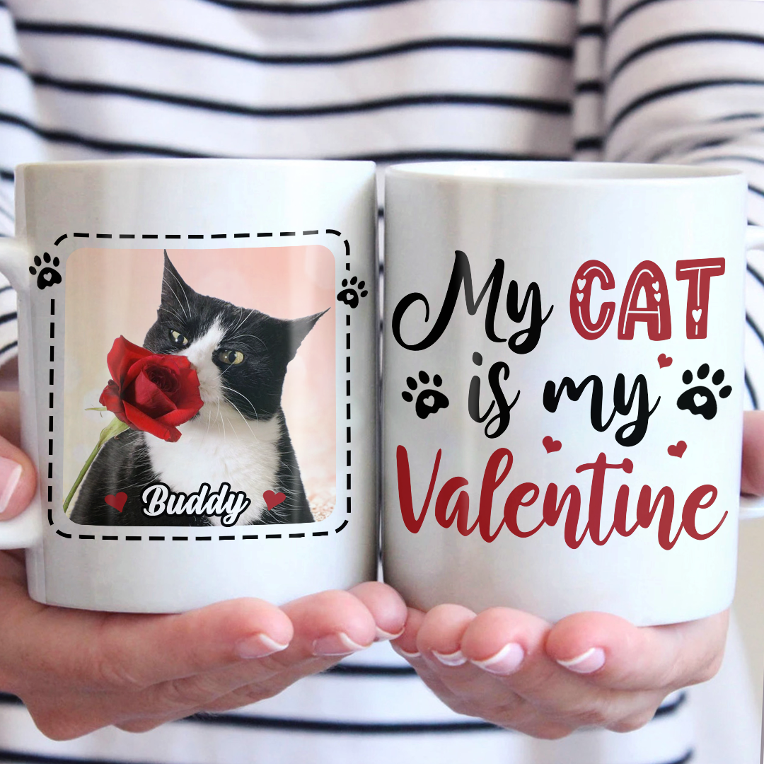 Mug personnalisé avec photo « Mes animaux sont ma Saint-Valentin » - Tasse personnalisée pour chien et chat - Cadeau de Saint-Valentin pour les propriétaires et les amoureux des animaux