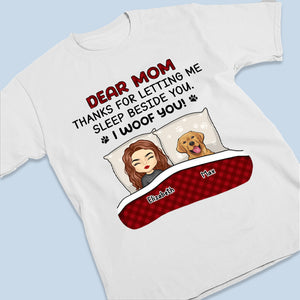 Maman, merci de m'avoir laissé dormir à tes côtés - T-shirt unisexe personnalisé pour chien, sweat à capuche, sweat-shirt - Fête des Mères, cadeau pour les propriétaires d'animaux et les amoureux des animaux