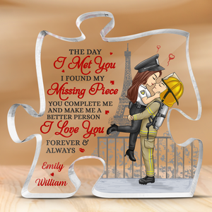 Je t'aime pour toujours et à jamais - Plaque acrylique personnalisée en forme de puzzle pour couple - Cadeau pour mari et femme, anniversaire
