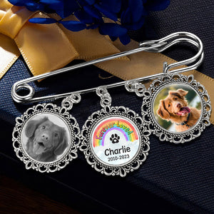 Custom Photo I'll Meet You At The Rainbow Bridge - Memorial Personalized Custom Round Shaped Lapel Pin, Brooch - Sympathy Gift For Pet Owners, Pet Lovers