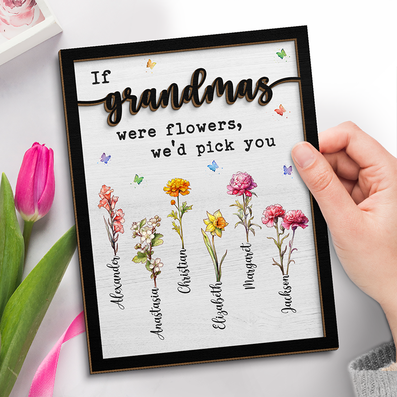 L'amour d'une mère est comme une fleur, il ne se fane jamais - Plaque en bois personnalisée à 2 couches avec support - Cadeau de fête des mères, de pendaison de crémaillère pour maman, grand-mère