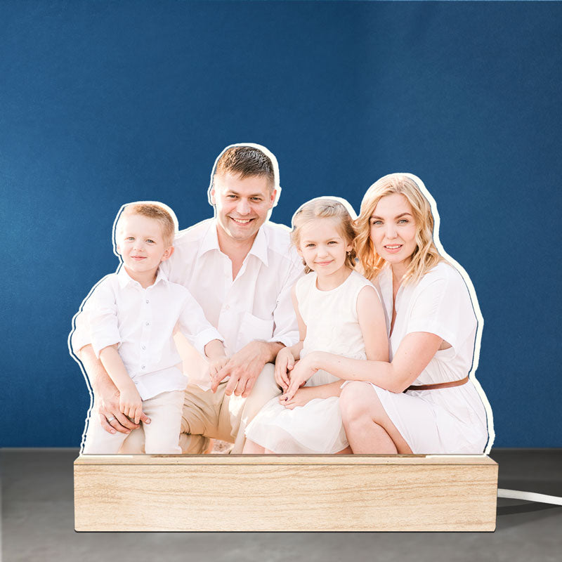Photo personnalisée : la source de ma plus grande joie - Lampe LED 3D personnalisée en forme de famille - Téléchargez une photo cadeau pour les membres de la famille